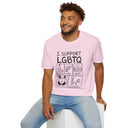 Funny Adult Humor T-Shirt – I Support LGBTQ? No, the visible slogan reads “I SUPPORT LGBTQ”  Liquor, Guns, Beers, Titties & Quickies