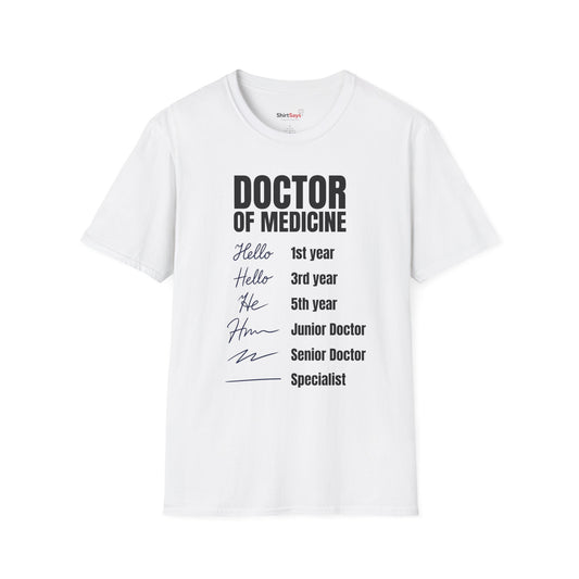 Doctor of Medicine Handwriting Evolution Shirt Funny Medical Career Tee