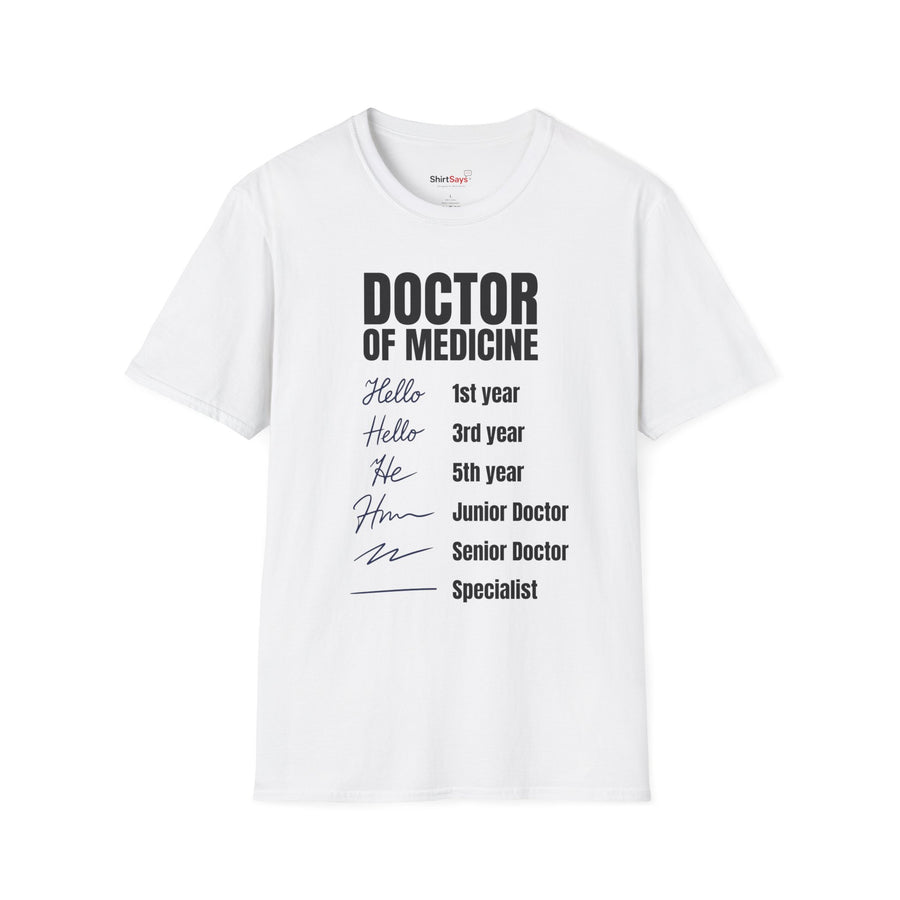 Doctor of Medicine Handwriting Evolution Shirt Funny Medical Career Tee