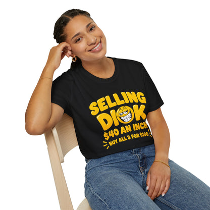 Funny Crude Pun Shirt Bold Yellow Novelty Graphic Tee with Smirking Emoji