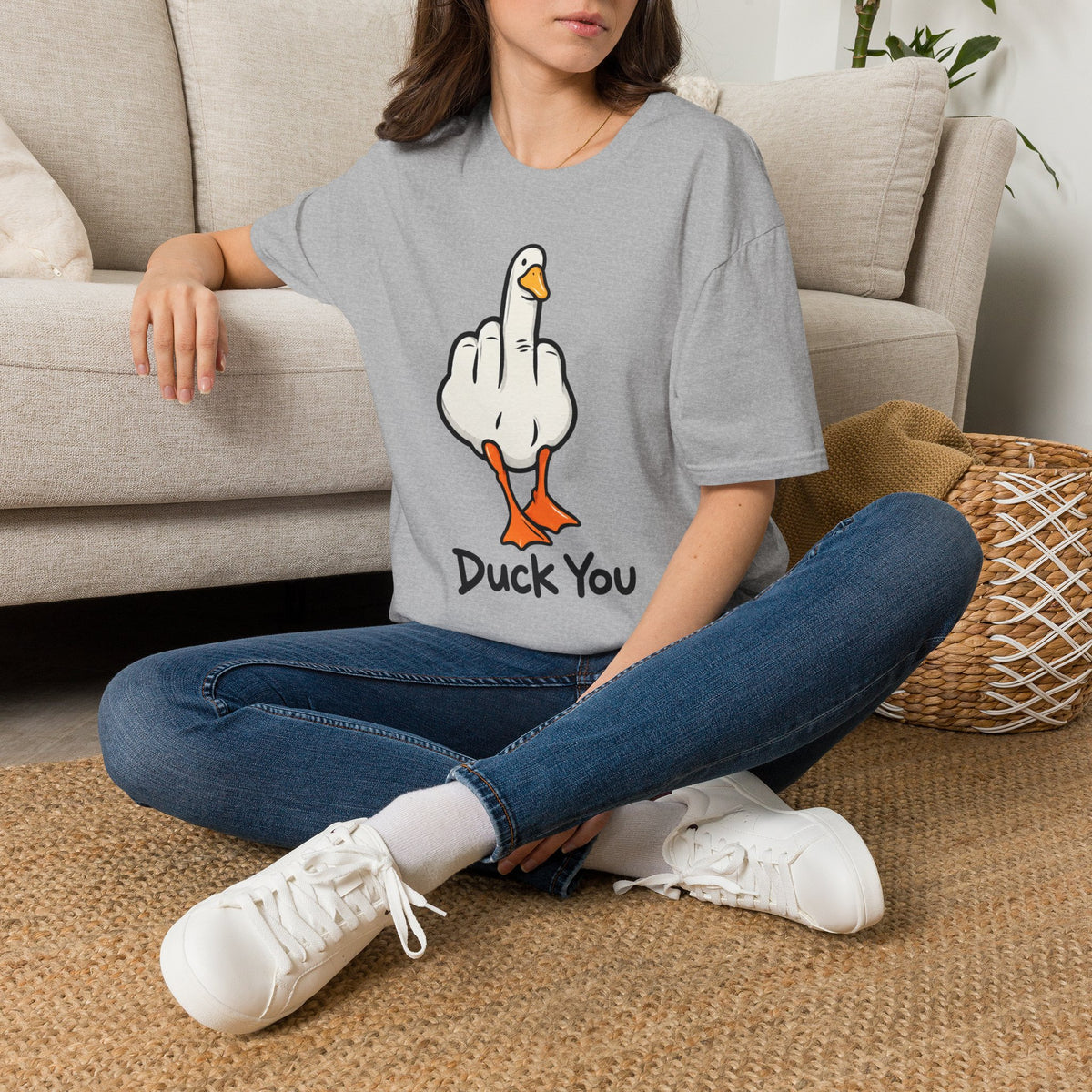 Duck You Shirt Funny Cartoon Duck Middle Finger Novelty Tee