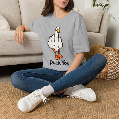Duck You Shirt Funny Cartoon Duck Middle Finger Novelty Tee