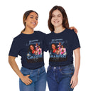 Two people wearing black t-shirts with a graphic design of a man in a turban and the text 'Moose Legend'.