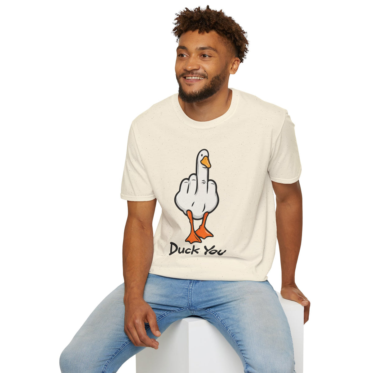 Duck You Shirt Funny Cartoon Duck Middle Finger Novelty Tee