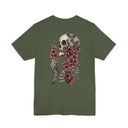 Skull and Roses Chest Print T-Shirt | Dark Floral Graphic Tee