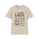 Funny Adult Humor T-Shirt – I Support LGBTQ? No, the visible slogan reads “I SUPPORT LGBTQ”  Liquor, Guns, Beers, Titties & Quickies