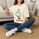 Duck You Shirt Funny Cartoon Duck Middle Finger Novelty Tee