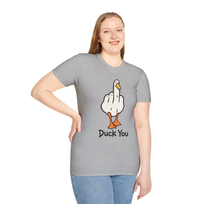 Duck You Shirt Funny Cartoon Duck Middle Finger Novelty Tee