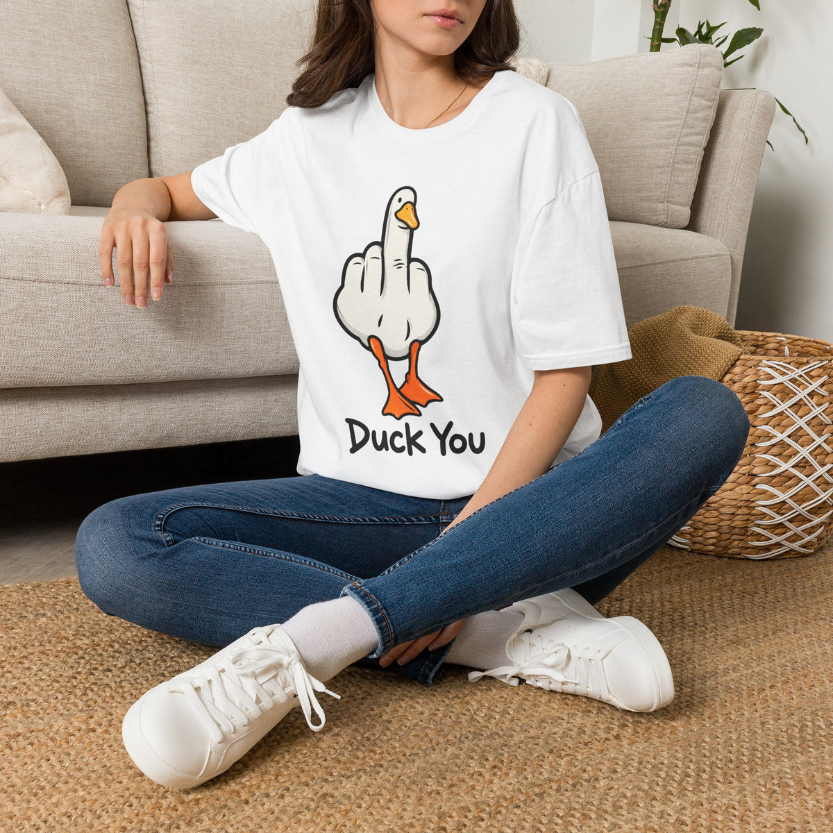Duck You Shirt Funny Cartoon Duck Middle Finger Novelty Tee