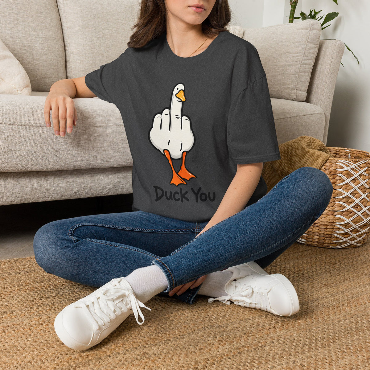 Duck You Shirt Funny Cartoon Duck Middle Finger Novelty Tee