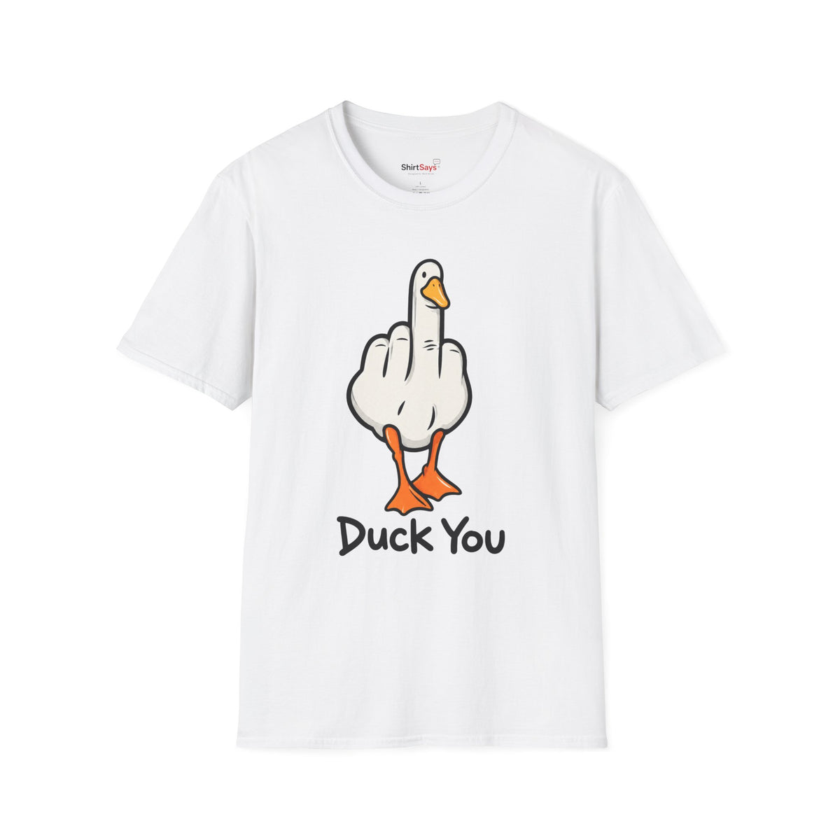 Duck You Shirt Funny Cartoon Duck Middle Finger Novelty Tee