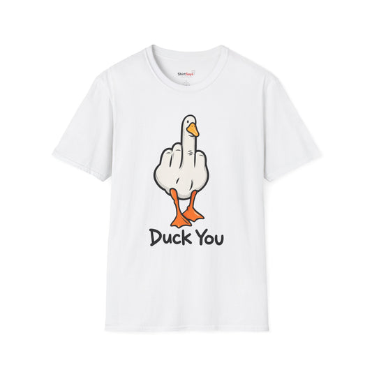 Duck You Shirt Funny Cartoon Duck Middle Finger Novelty Tee