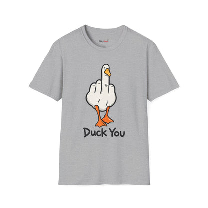 Duck You Shirt Funny Cartoon Duck Middle Finger Novelty Tee