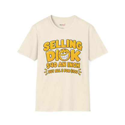 Funny Crude Pun Shirt Bold Yellow Novelty Graphic Tee with Smirking Emoji