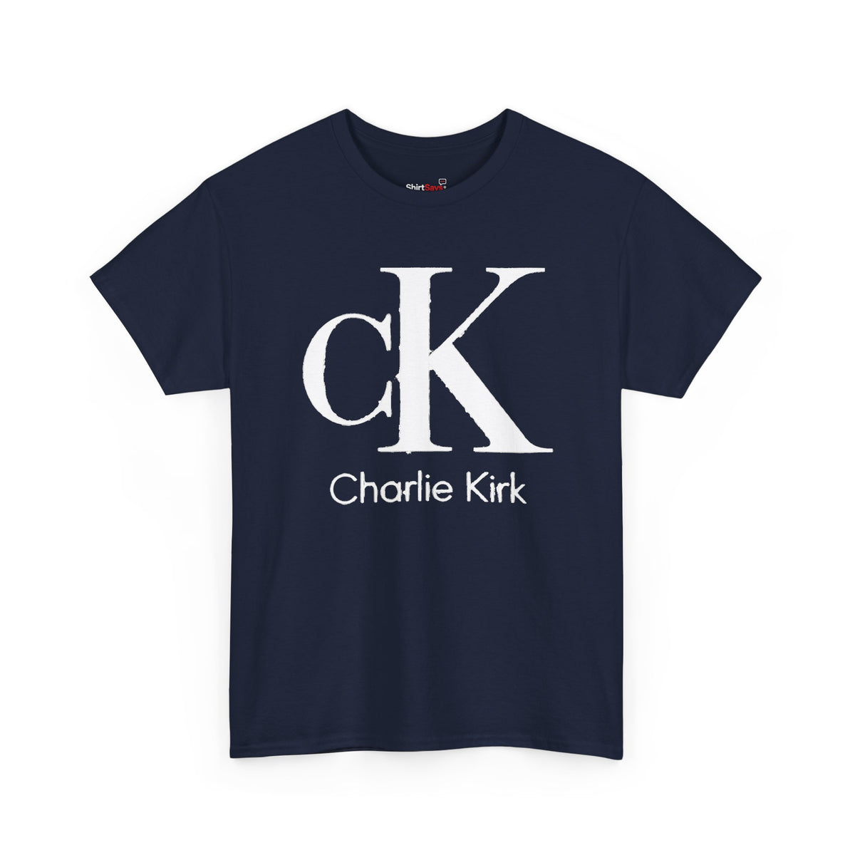 Charlie Kirk Shirt Bold White "cK" Monogram Graphic Tee in Black