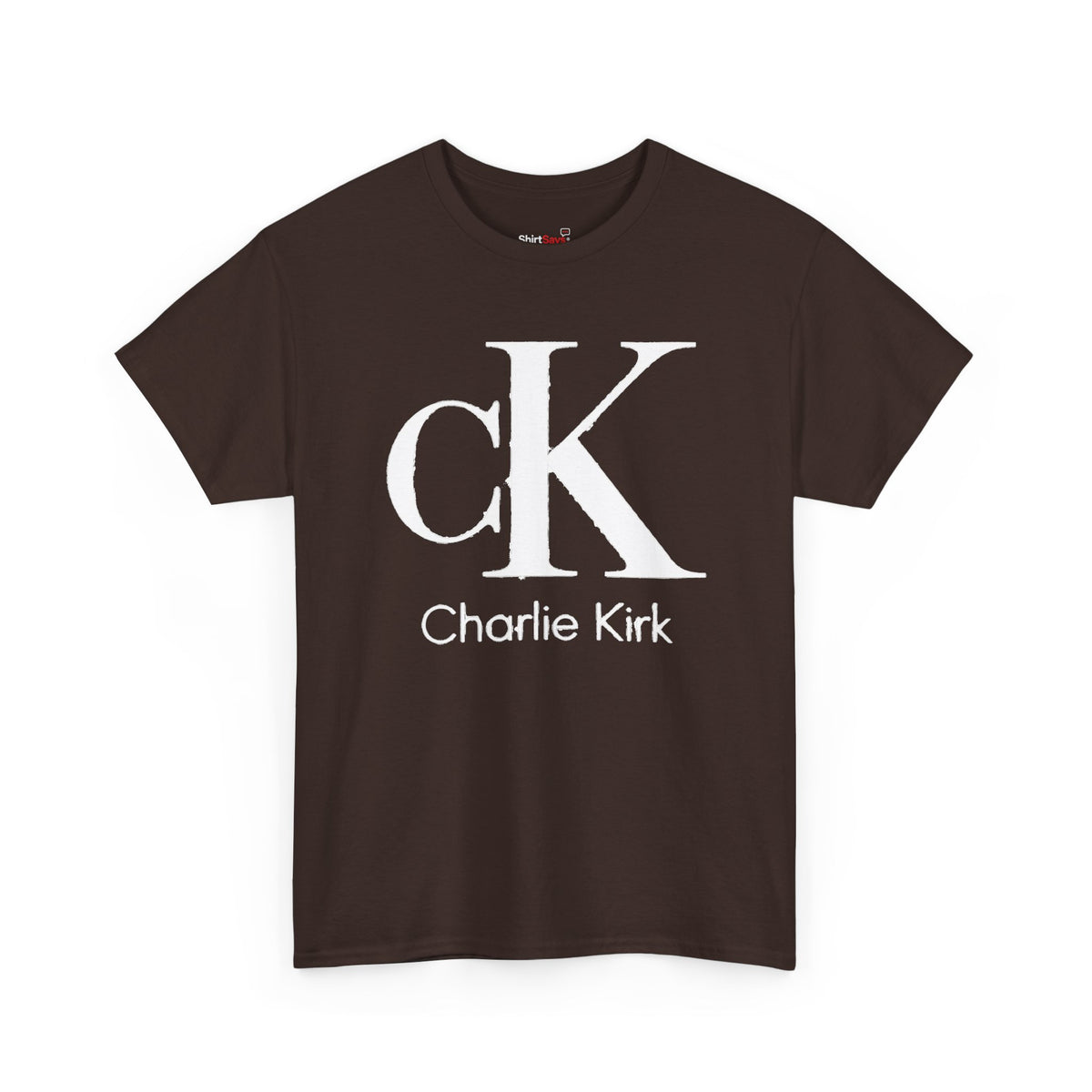 Charlie Kirk Shirt Bold White "cK" Monogram Graphic Tee in Black