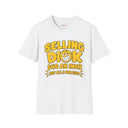 Funny Crude Pun Shirt Bold Yellow Novelty Graphic Tee with Smirking Emoji