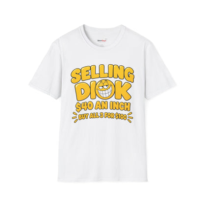 Funny Crude Pun Shirt Bold Yellow Novelty Graphic Tee with Smirking Emoji