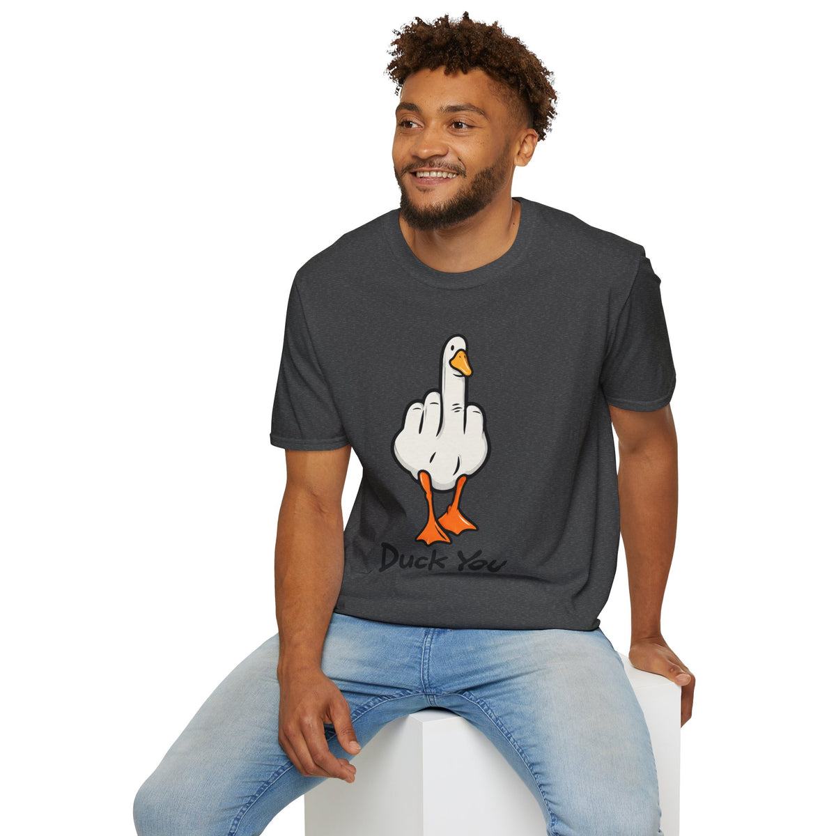 Duck You Shirt Funny Cartoon Duck Middle Finger Novelty Tee