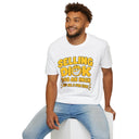 Funny Crude Pun Shirt Bold Yellow Novelty Graphic Tee with Smirking Emoji