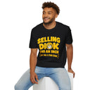 Funny Crude Pun Shirt Bold Yellow Novelty Graphic Tee with Smirking Emoji