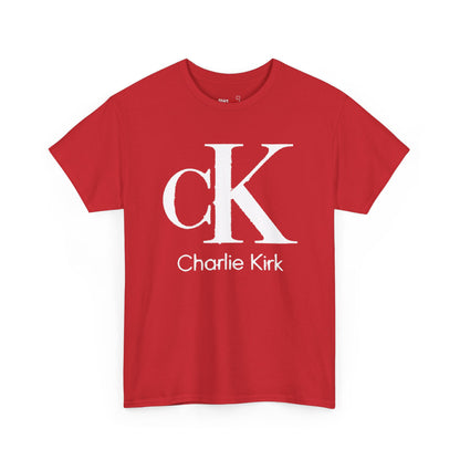 Charlie Kirk Shirt Bold White "cK" Monogram Graphic Tee in Black