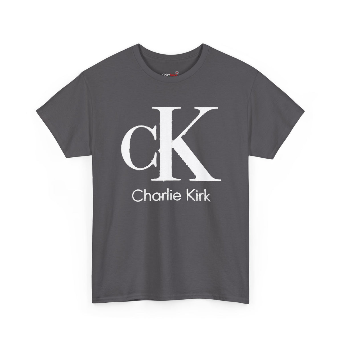 Charlie Kirk Shirt Bold White "cK" Monogram Graphic Tee in Black