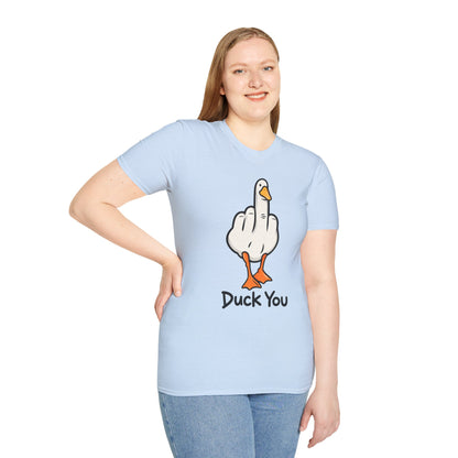 Duck You Shirt Funny Cartoon Duck Middle Finger Novelty Tee
