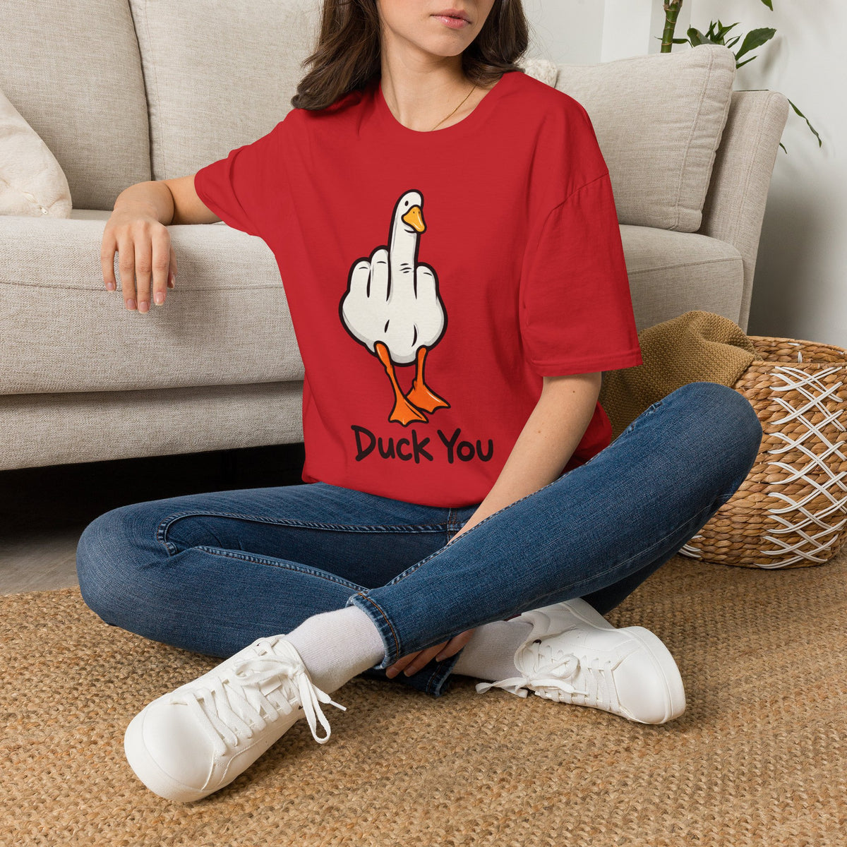 Duck You Shirt Funny Cartoon Duck Middle Finger Novelty Tee