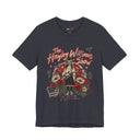 A dark heather gray graphic t-shirt featuring a vintage-style illustration of a girl with a guitar surrounded by red flowers and the text 'The Hayley Williams Show' in red and orange, displayed on a clean white background.