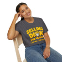 Funny Crude Pun Shirt Bold Yellow Novelty Graphic Tee with Smirking Emoji