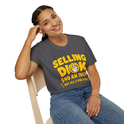 Funny Crude Pun Shirt Bold Yellow Novelty Graphic Tee with Smirking Emoji