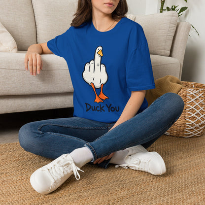 Duck You Shirt Funny Cartoon Duck Middle Finger Novelty Tee
