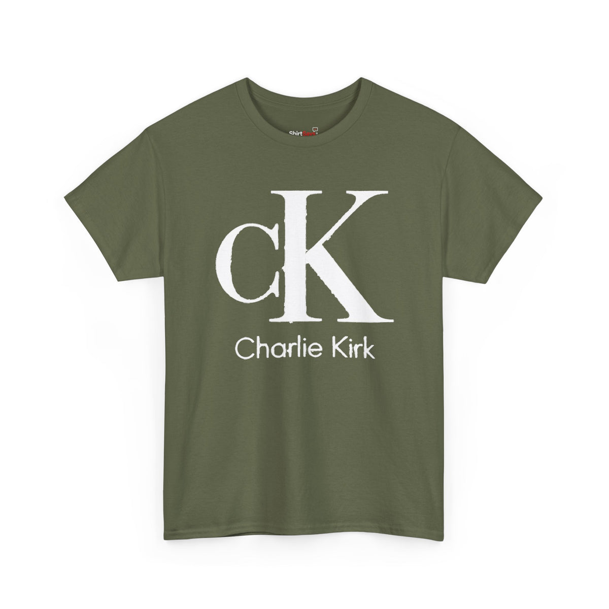 Charlie Kirk Shirt Bold White "cK" Monogram Graphic Tee in Black