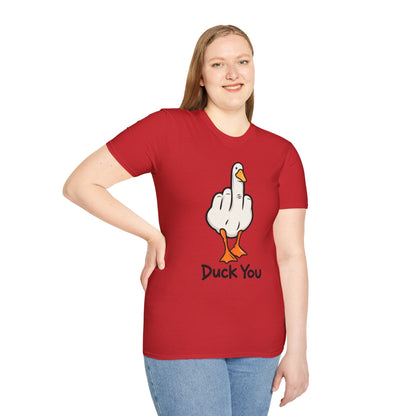 Duck You Shirt Funny Cartoon Duck Middle Finger Novelty Tee