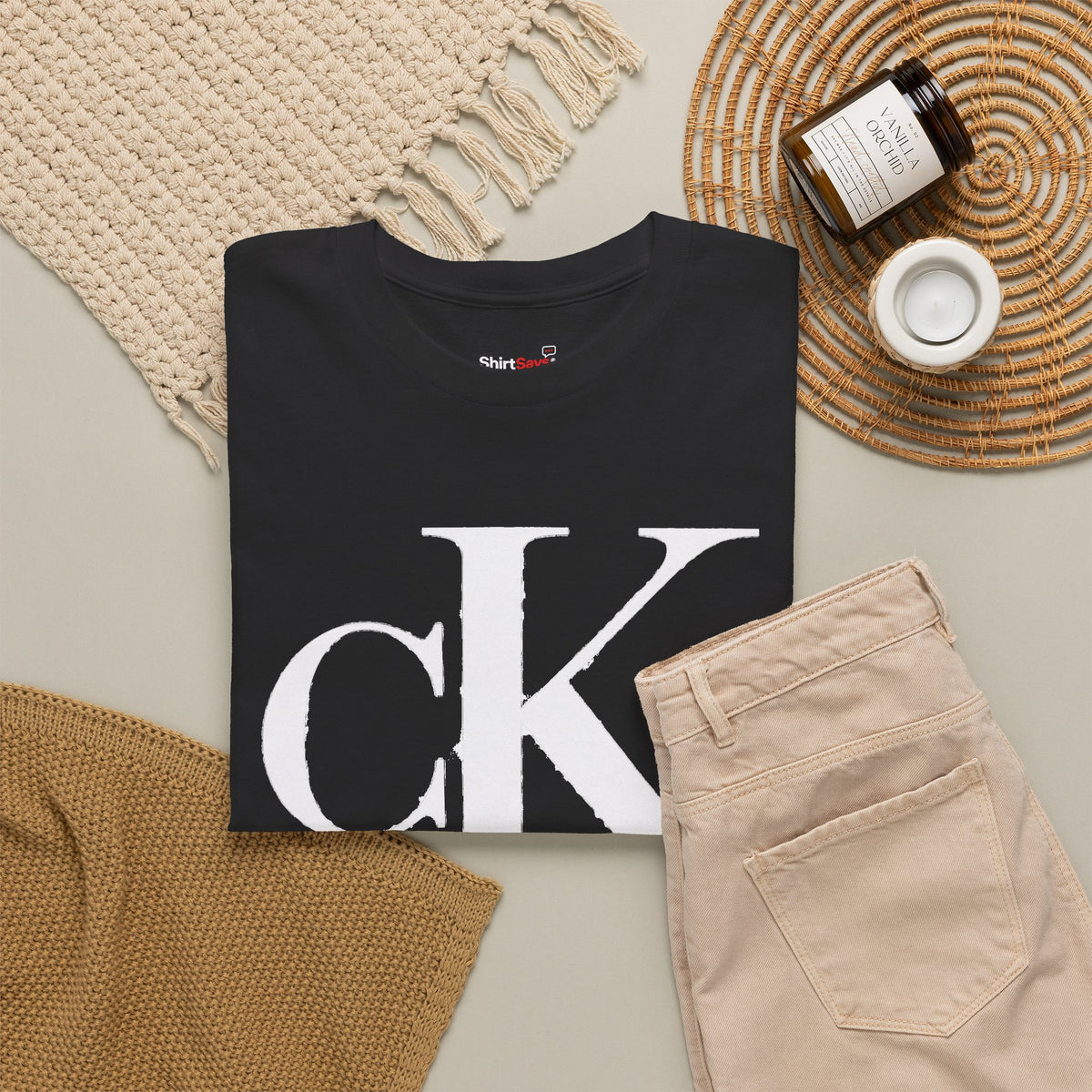 Charlie Kirk Shirt Bold White "cK" Monogram Graphic Tee in Black