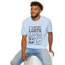 Funny Adult Humor T-Shirt – I Support LGBTQ? No, the visible slogan reads “I SUPPORT LGBTQ”  Liquor, Guns, Beers, Titties & Quickies