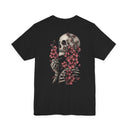 Skull and Roses Chest Print T-Shirt | Dark Floral Graphic Tee