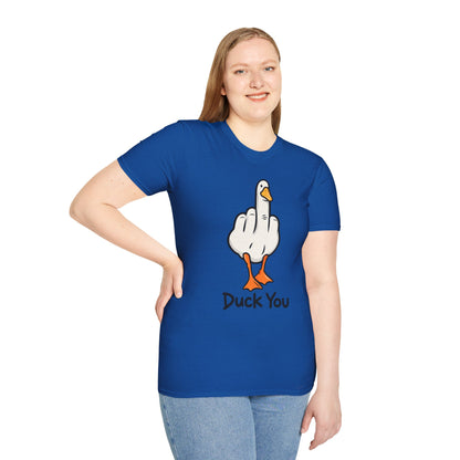 Duck You Shirt Funny Cartoon Duck Middle Finger Novelty Tee