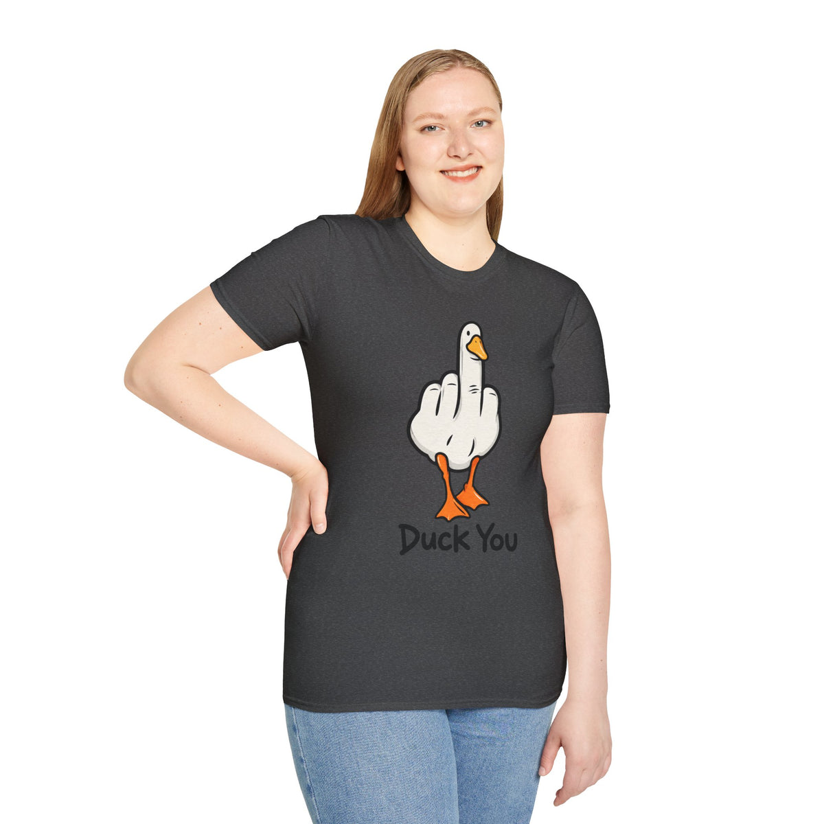 Duck You Shirt Funny Cartoon Duck Middle Finger Novelty Tee