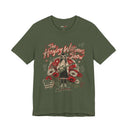 An olive green short-sleeve graphic t-shirt featuring a vintage-style illustration of Hayley Williams from 'The Williams Show' with red flowers and the text 'The Hayley Williams Show' in red script.